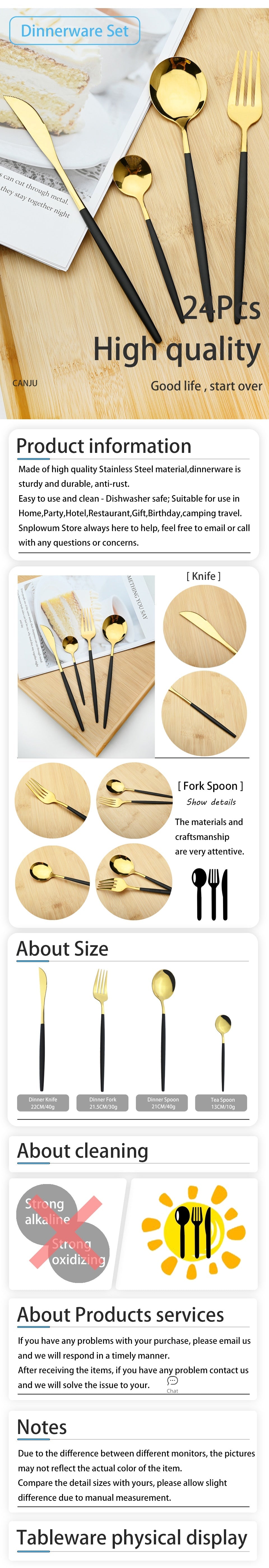 Funki Findz | Cutlery Set | Gold Stainless Steel Mirror 30 Pcs Set