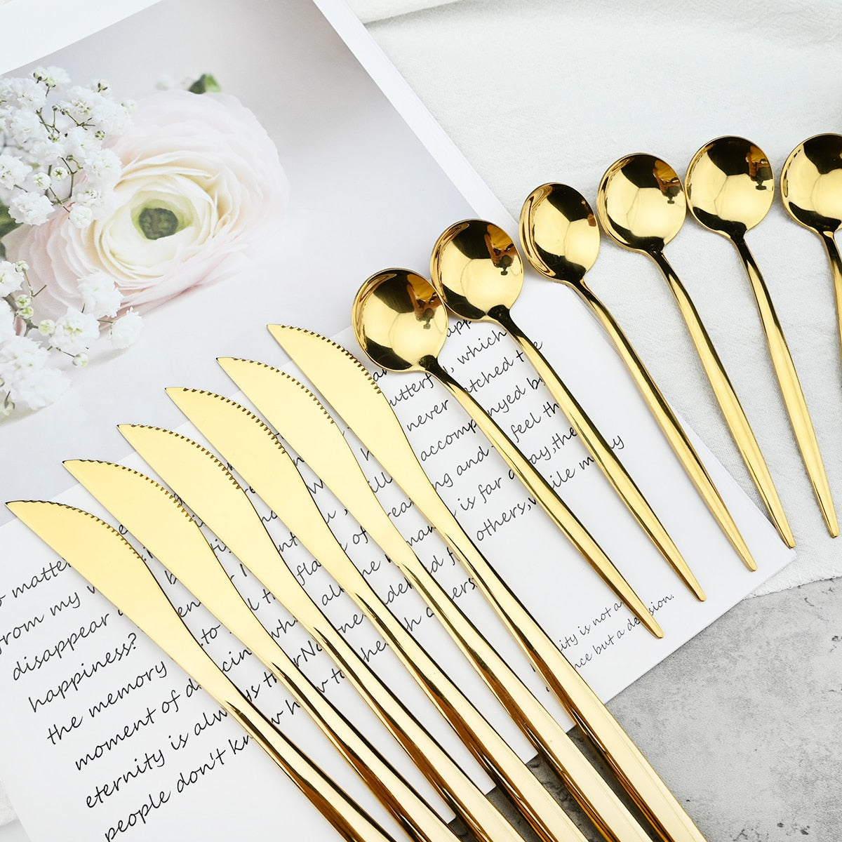 Funki Findz | Cutlery Set | Gold Stainless Steel Mirror 30 Pcs Set