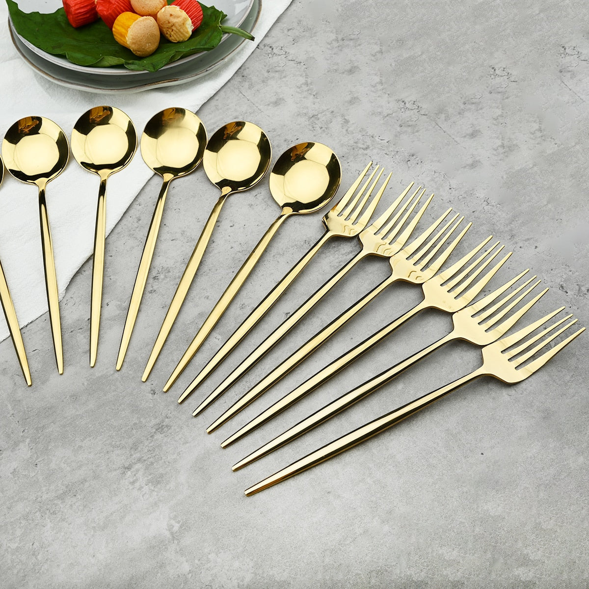 Funki Findz | Cutlery Set | Gold Stainless Steel Mirror 30 Pcs Set