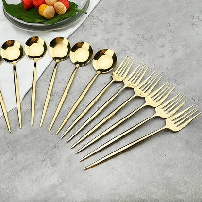 Funki Findz | Cutlery Set | Gold Stainless Steel Mirror 30 Pcs Set
