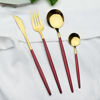 Funki Findz | Cutlery Set | Gold Stainless Steel Mirror 30 Pcs Set