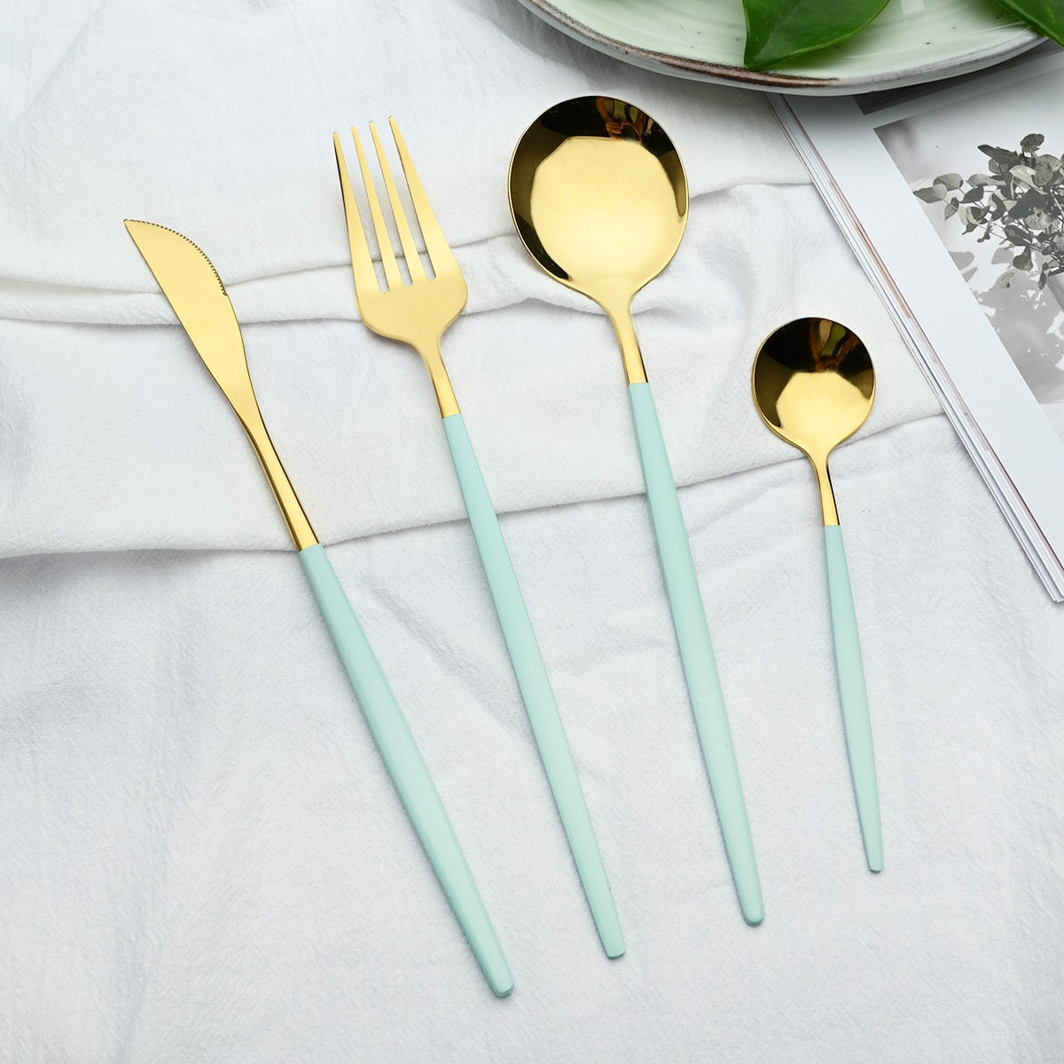 Funki Findz | Cutlery Set | Gold Stainless Steel Mirror 30 Pcs Set