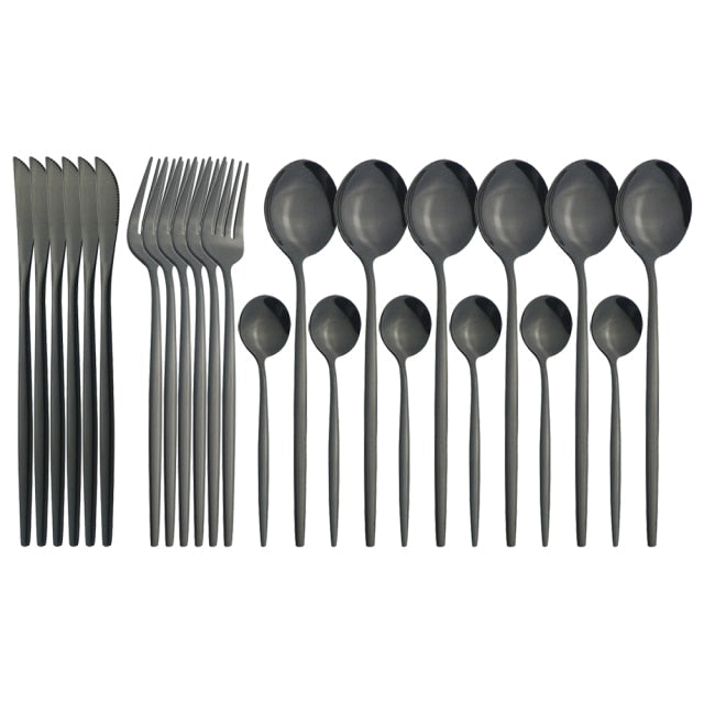 Funki Findz | Cutlery Set | Gold Stainless Steel Mirror 30 Pcs Set