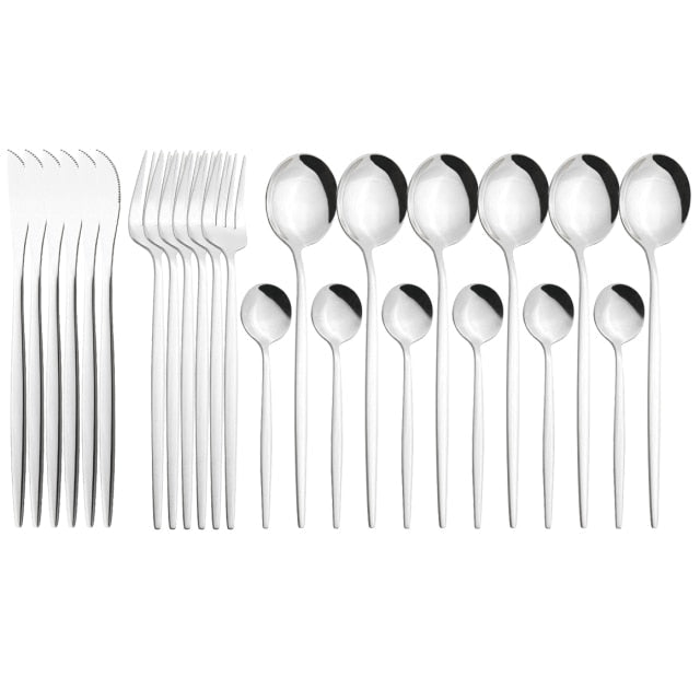 Funki Findz | Cutlery Set | Gold Stainless Steel Mirror 30 Pcs Set