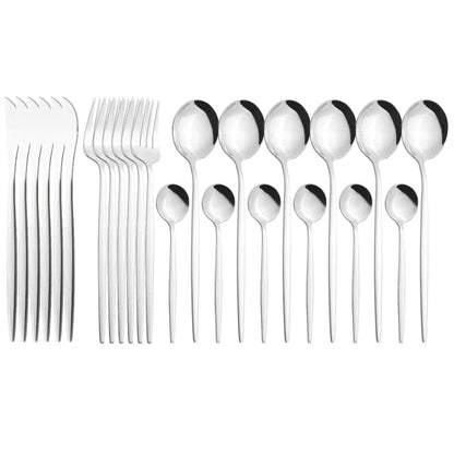 Funki Findz | Cutlery Set | Gold Stainless Steel Mirror 30 Pcs Set