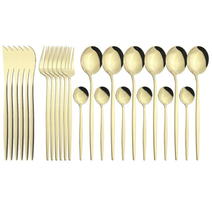Funki Findz | Cutlery Set | Gold Stainless Steel Mirror 30 Pcs Set