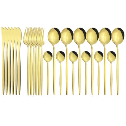 Funki Findz | Cutlery Set | Gold Stainless Steel Mirror 30 Pcs Set