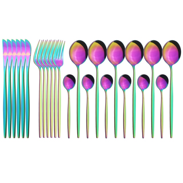 Funki Findz | Cutlery Set | Gold Stainless Steel Mirror 30 Pcs Set