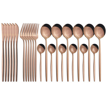 Funki Findz | Cutlery Set | Gold Stainless Steel Mirror 30 Pcs Set