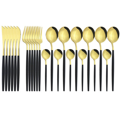 Funki Findz | Cutlery Set | Gold Stainless Steel Mirror 30 Pcs Set