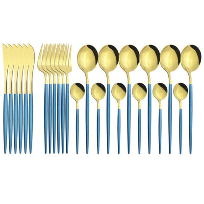 Funki Findz | Cutlery Set | Gold Stainless Steel Mirror 30 Pcs Set