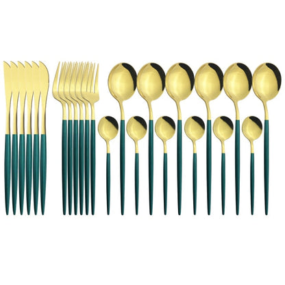 Funki Findz | Cutlery Set | Gold Stainless Steel Mirror 30 Pcs Set