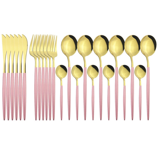 Funki Findz | Cutlery Set | Gold Stainless Steel Mirror 30 Pcs Set