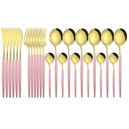 Funki Findz | Cutlery Set | Gold Stainless Steel Mirror 30 Pcs Set