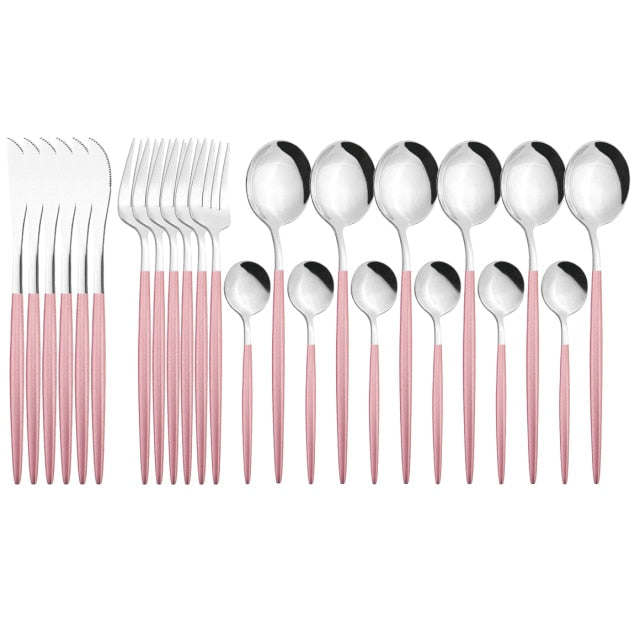 Funki Findz | Cutlery Set | Gold Stainless Steel Mirror 30 Pcs Set