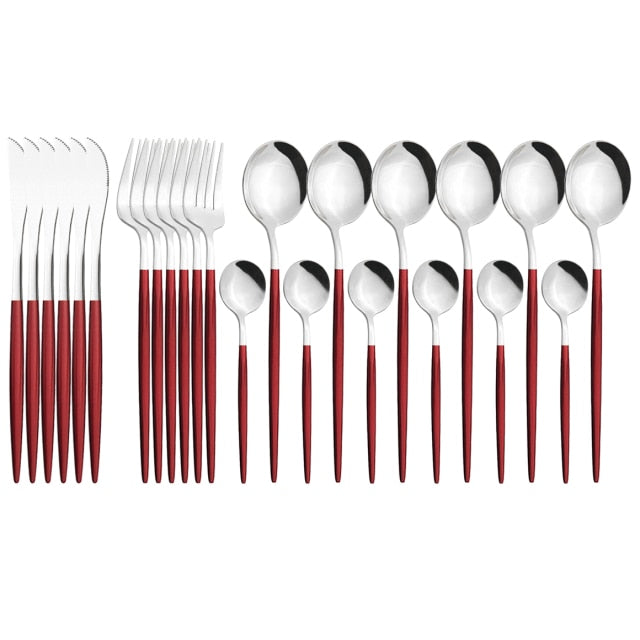 Funki Findz | Cutlery Set | Gold Stainless Steel Mirror 30 Pcs Set