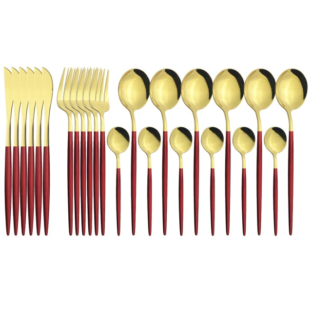 Funki Findz | Cutlery Set | Gold Stainless Steel Mirror 30 Pcs Set