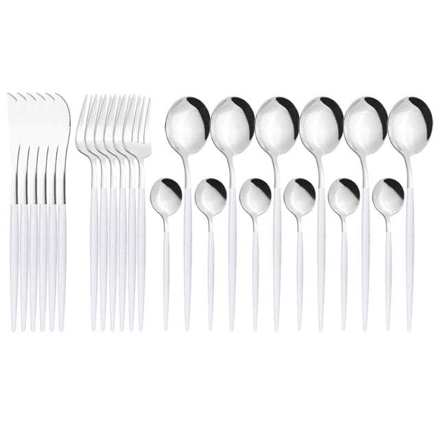 Funki Findz | Cutlery Set | Gold Stainless Steel Mirror 30 Pcs Set