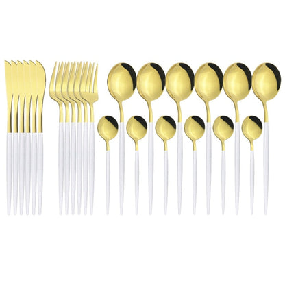 Funki Findz | Cutlery Set | Gold Stainless Steel Mirror 30 Pcs Set