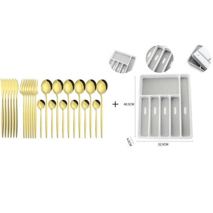 Funki Findz | Cutlery Set | Gold Stainless Steel Mirror 30 Pcs Set