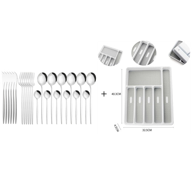 Funki Findz | Cutlery Set | Gold Stainless Steel Mirror 30 Pcs Set