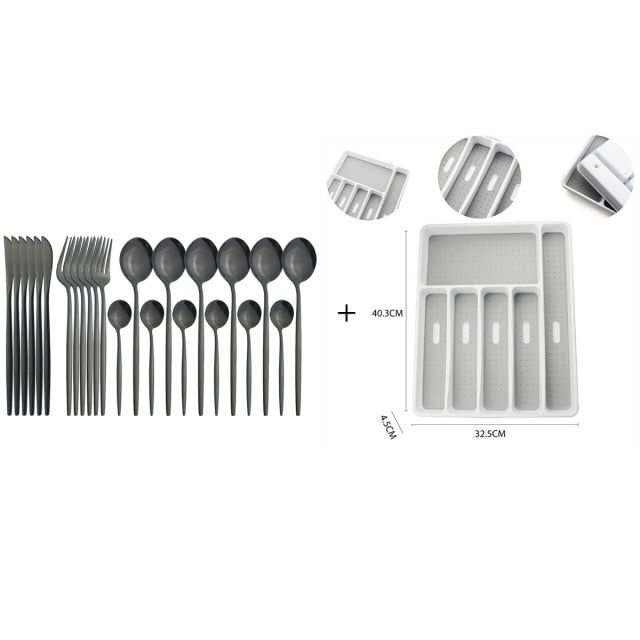 Funki Findz | Cutlery Set | Gold Stainless Steel Mirror 30 Pcs Set