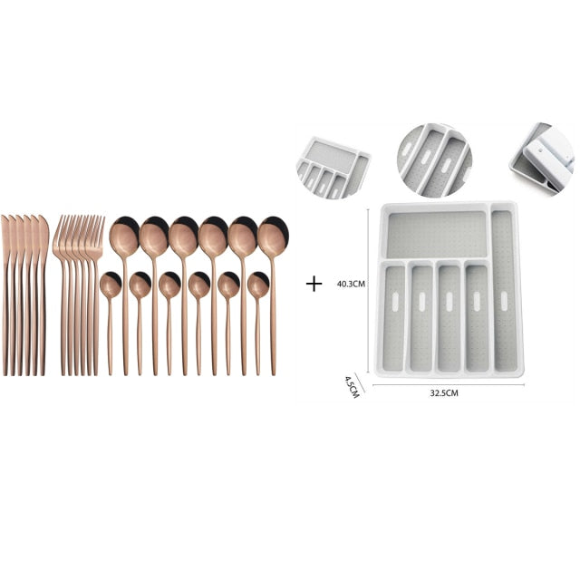 Funki Findz | Cutlery Set | Gold Stainless Steel Mirror 30 Pcs Set