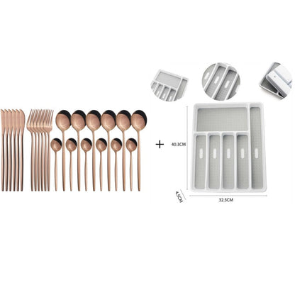 Funki Findz | Cutlery Set | Gold Stainless Steel Mirror 30 Pcs Set