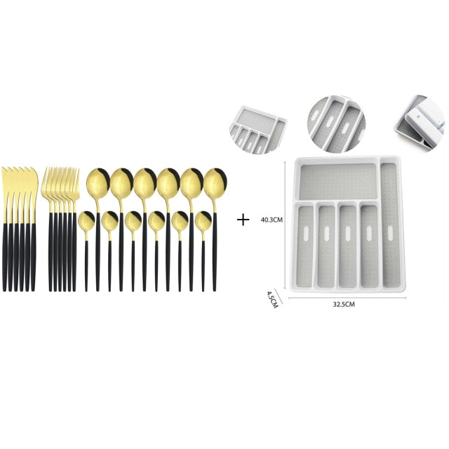 Funki Findz | Cutlery Set | Gold Stainless Steel Mirror 30 Pcs Set