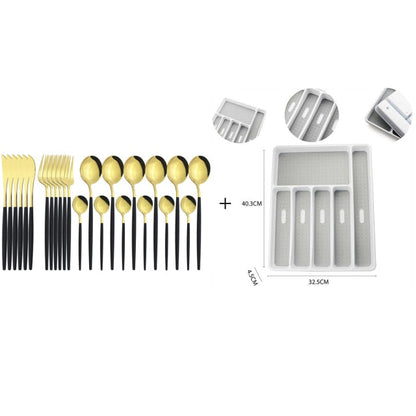 Funki Findz | Cutlery Set | Gold Stainless Steel Mirror 30 Pcs Set