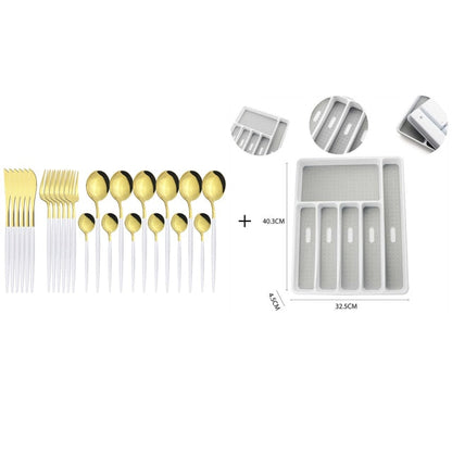 Funki Findz | Cutlery Set | Gold Stainless Steel Mirror 30 Pcs Set