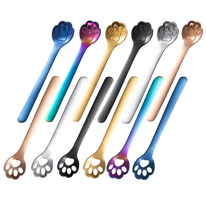 Funki Findz | Spoons | Cute Cat Paw Solid Hollow Coffee Spoons