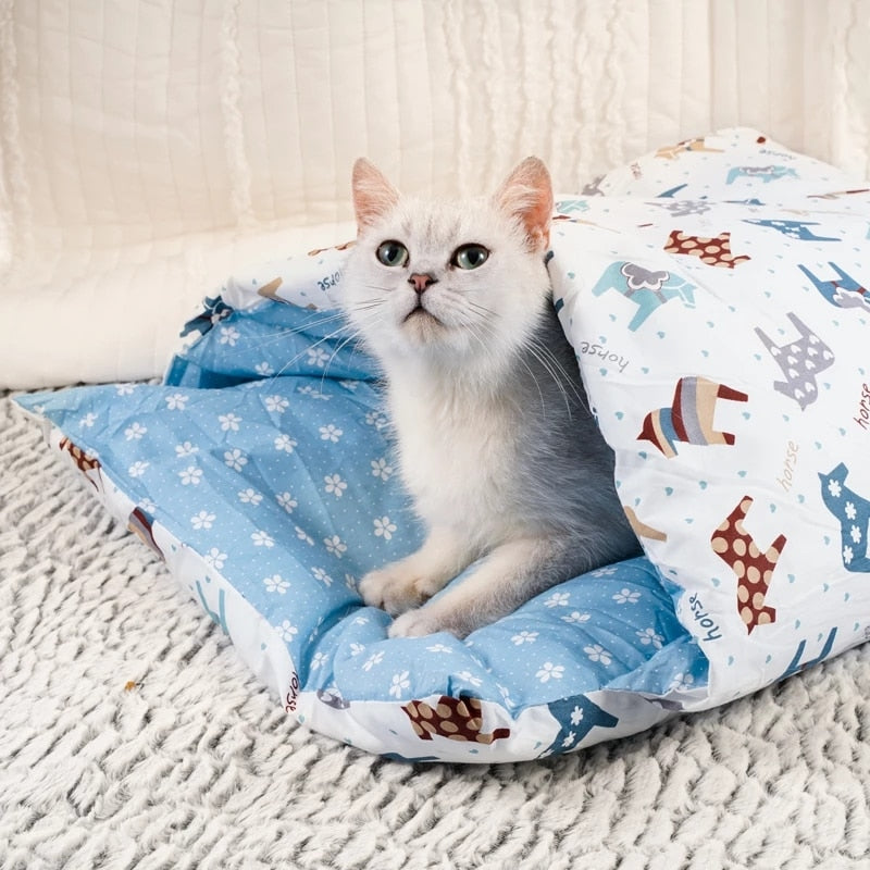 Funki Findz | Pet Beds | Cat Sleeping Bag | Japanese Patterned