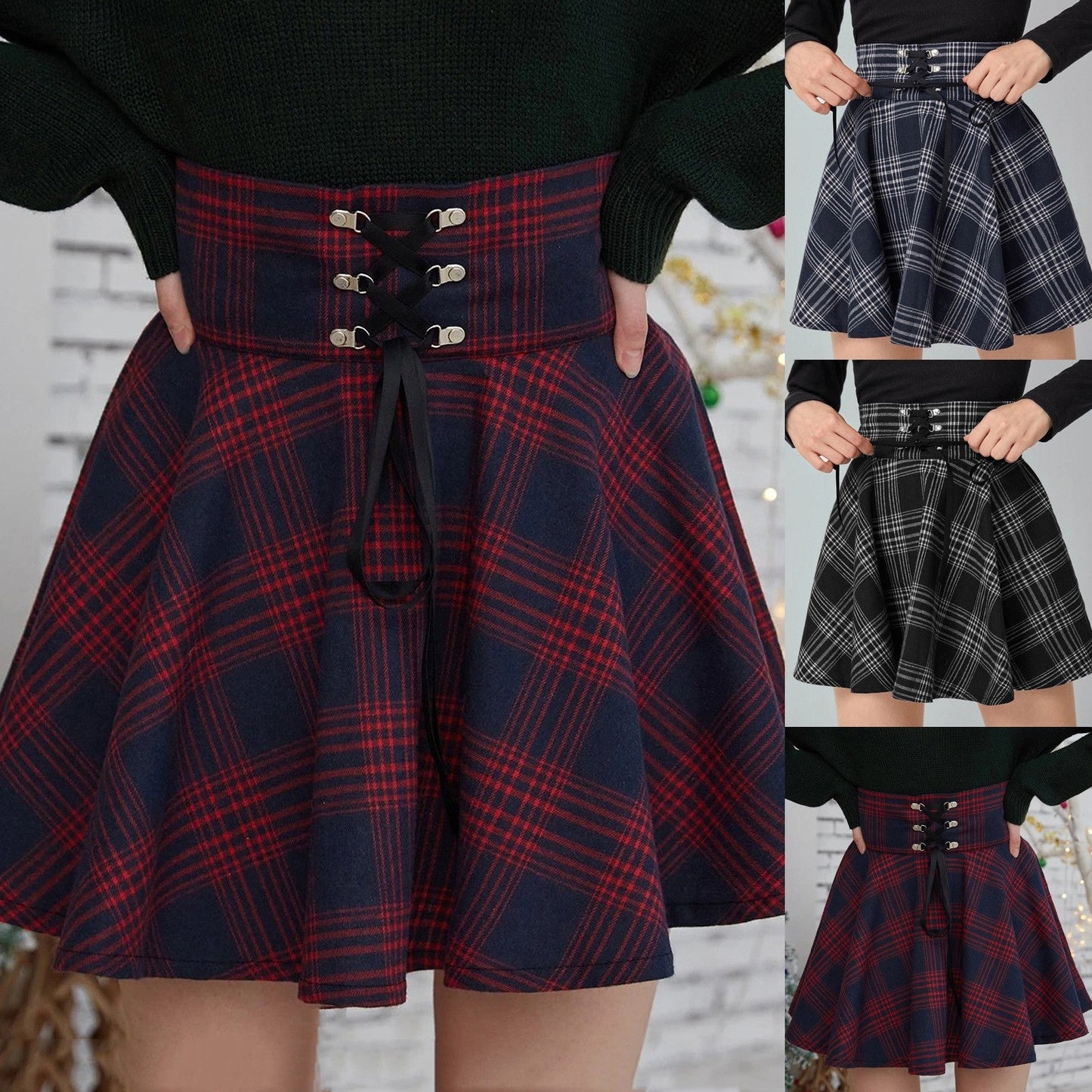Funki Findz | Skirts | Women's Gothic Retro Punk Plaid Mini Skirt