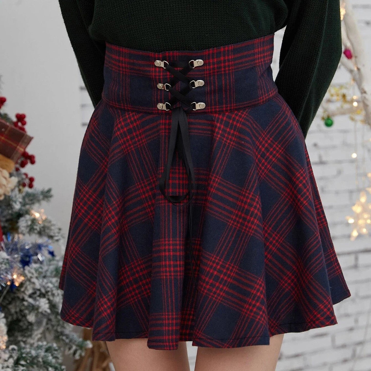 Funki Findz | Skirts | Women's Gothic Retro Punk Plaid Mini Skirt