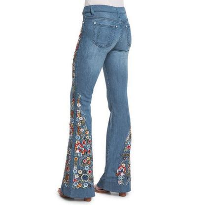 Funki Findz | Pants | Women's Boho Hippy Flared Flower Jeans