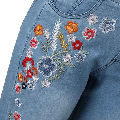 Funki Findz | Pants | Women's Boho Hippy Flared Flower Jeans