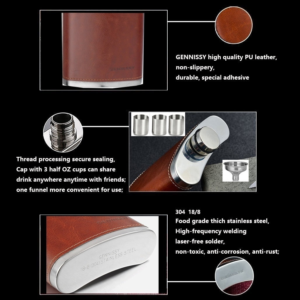 Funki Findz | Hip Flask | Gennissy 8oz Portable Whisky Hip Flask