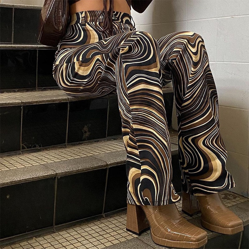 Funki Findz | Pants | Women's Ripple Print Flared Bell Bottoms