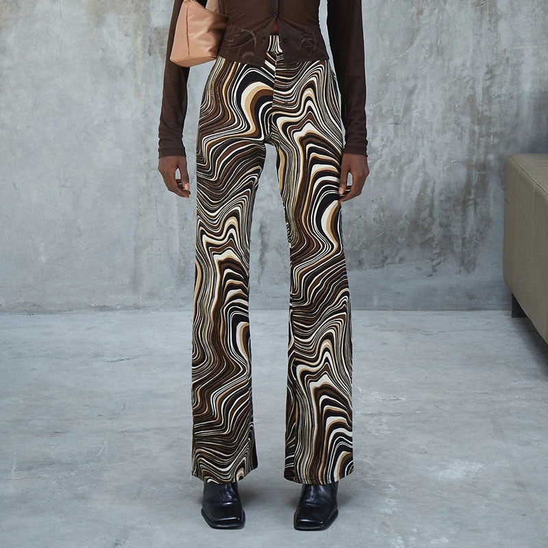 Funki Findz | Pants | Women's Ripple Print Flared Bell Bottoms