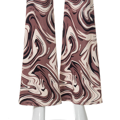 Funki Findz | Pants | Women's Ripple Print Flared Bell Bottoms