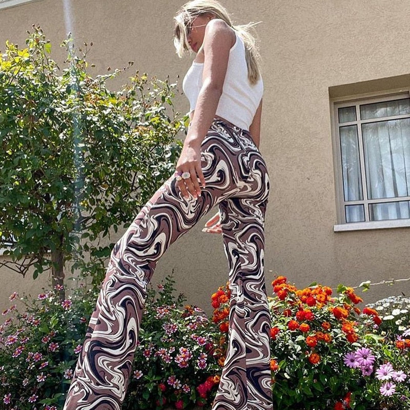 Funki Findz | Pants | Women's Ripple Print Flared Bell Bottoms