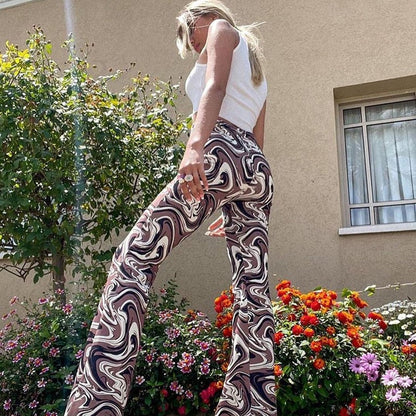 Funki Findz | Pants | Women's Ripple Print Flared Bell Bottoms