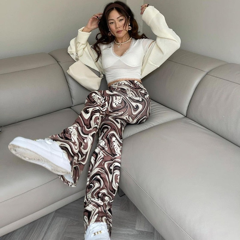 Funki Findz | Pants | Women's Ripple Print Flared Bell Bottoms