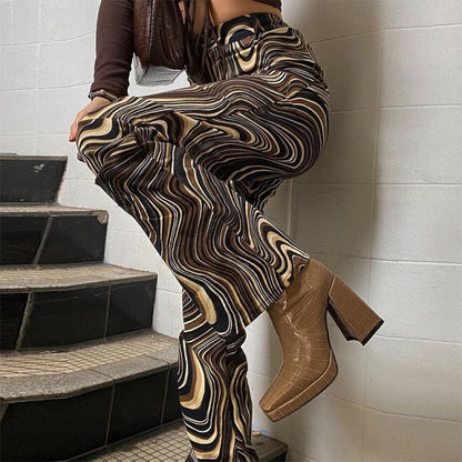 Funki Findz | Pants | Women's Ripple Print Flared Bell Bottoms