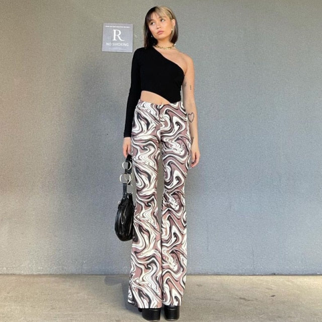 Funki Findz | Pants | Women's Ripple Print Flared Bell Bottoms