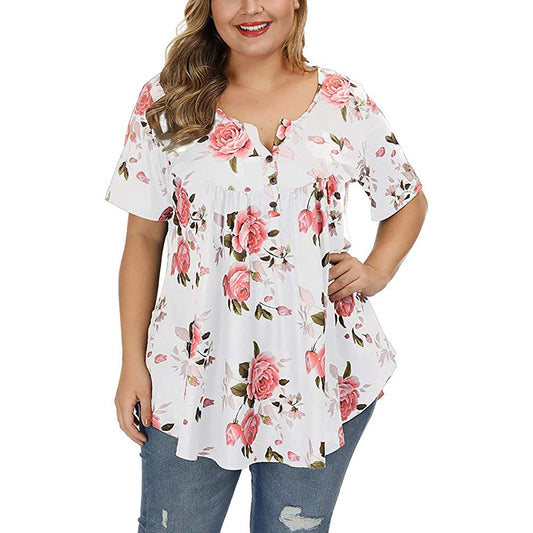 Funki Findz | Shirts | Women's Plus Floral Print, Loose Fit Tops