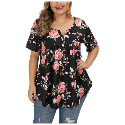 Funki Findz | Shirts | Women's Plus Floral Print, Loose Fit Tops