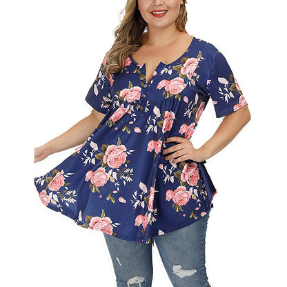Funki Findz | Shirts | Women's Plus Floral Print, Loose Fit Tops