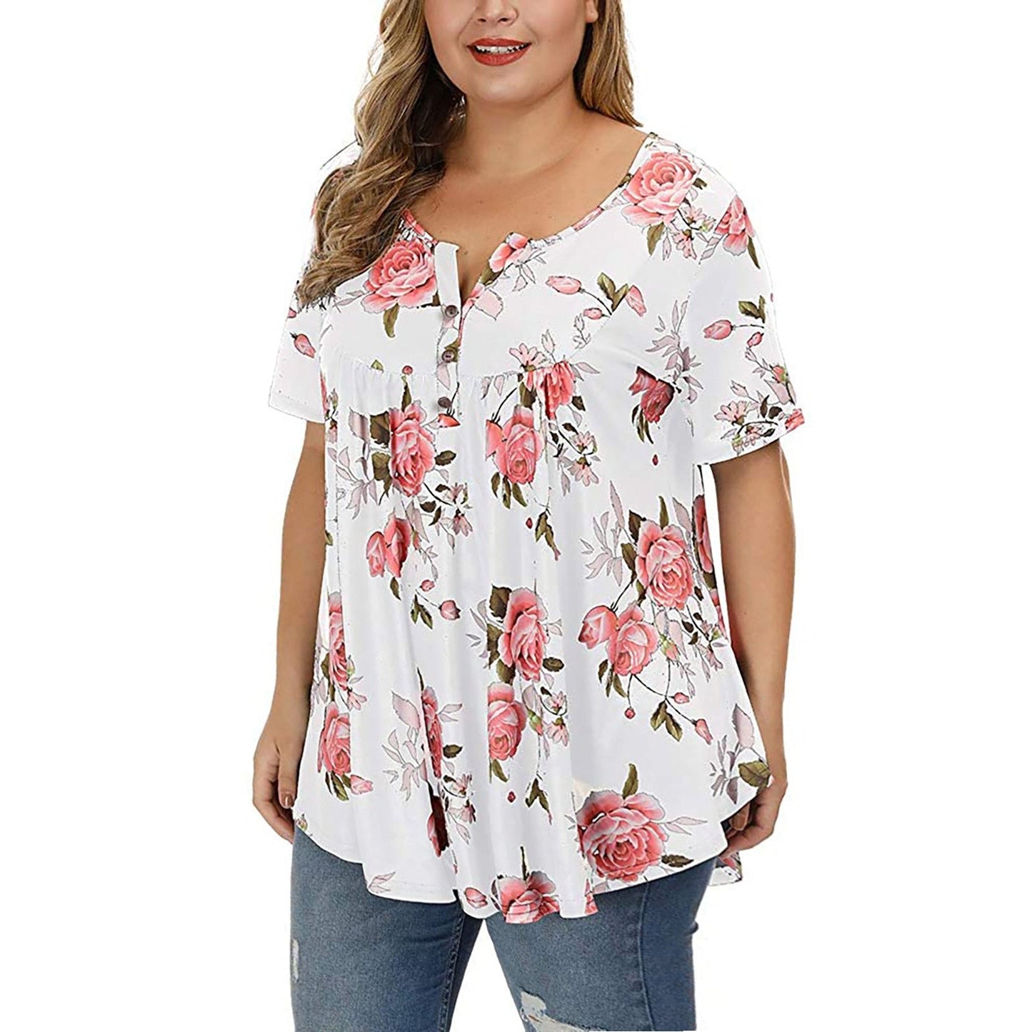 Funki Findz | Shirts | Women's Plus Floral Print, Loose Fit Tops